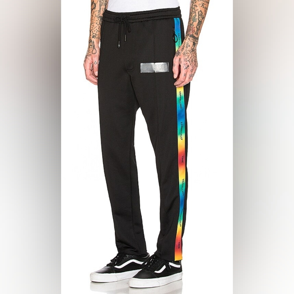 OFF-WHITE ART DAD Time Travelling Track Pants in Black & Multicolor